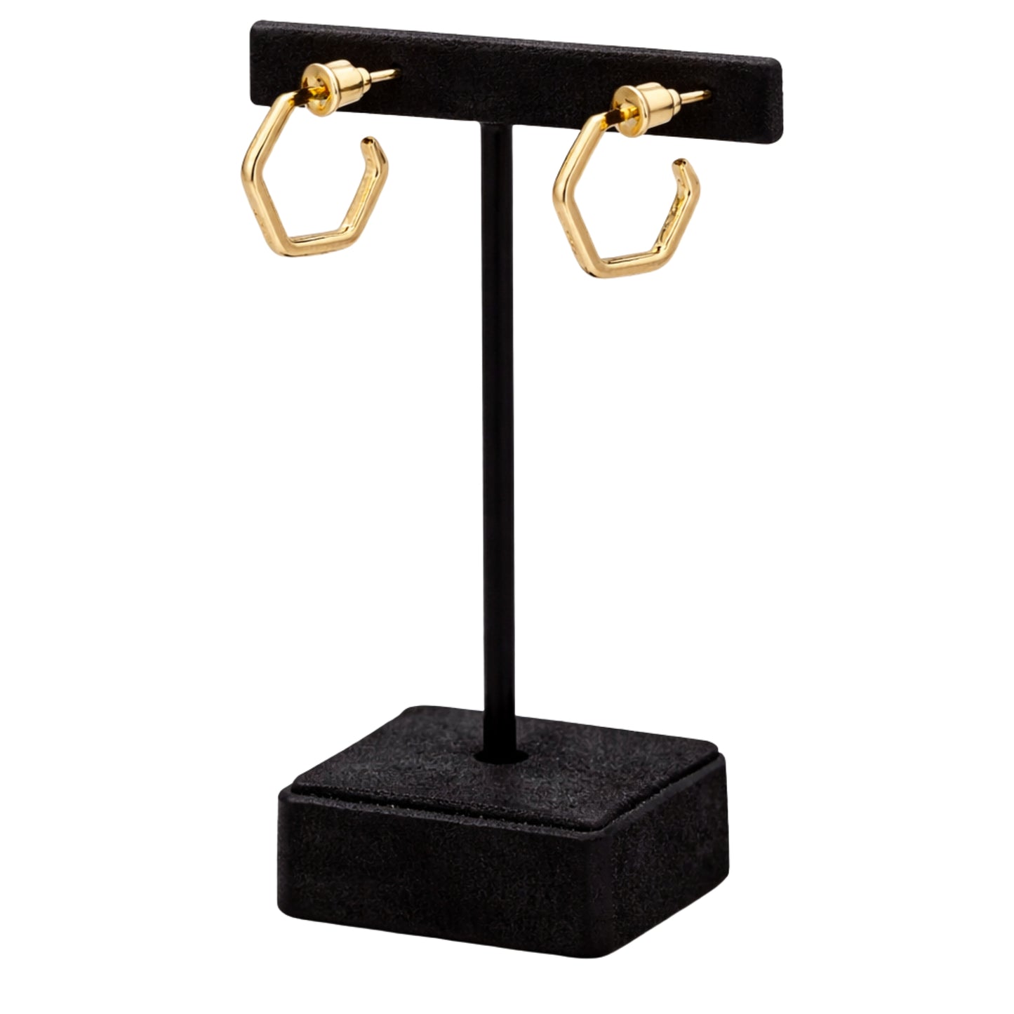0.5 Inch Gold Tone Hexagon Open Hoop Earrings Geometric Style main product image