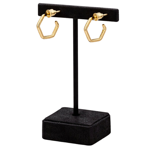 0.5 Inch Gold Tone Hexagon Open Hoop Earrings Geometric Style