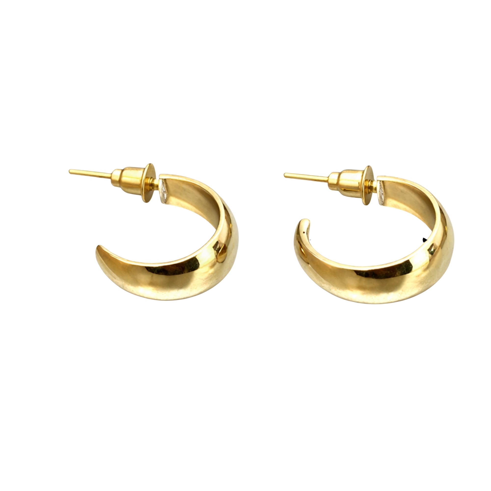 0.5 Inch Gold Tone Tapered Wide Band Open Hoop Earrings Classic Style product detail image
