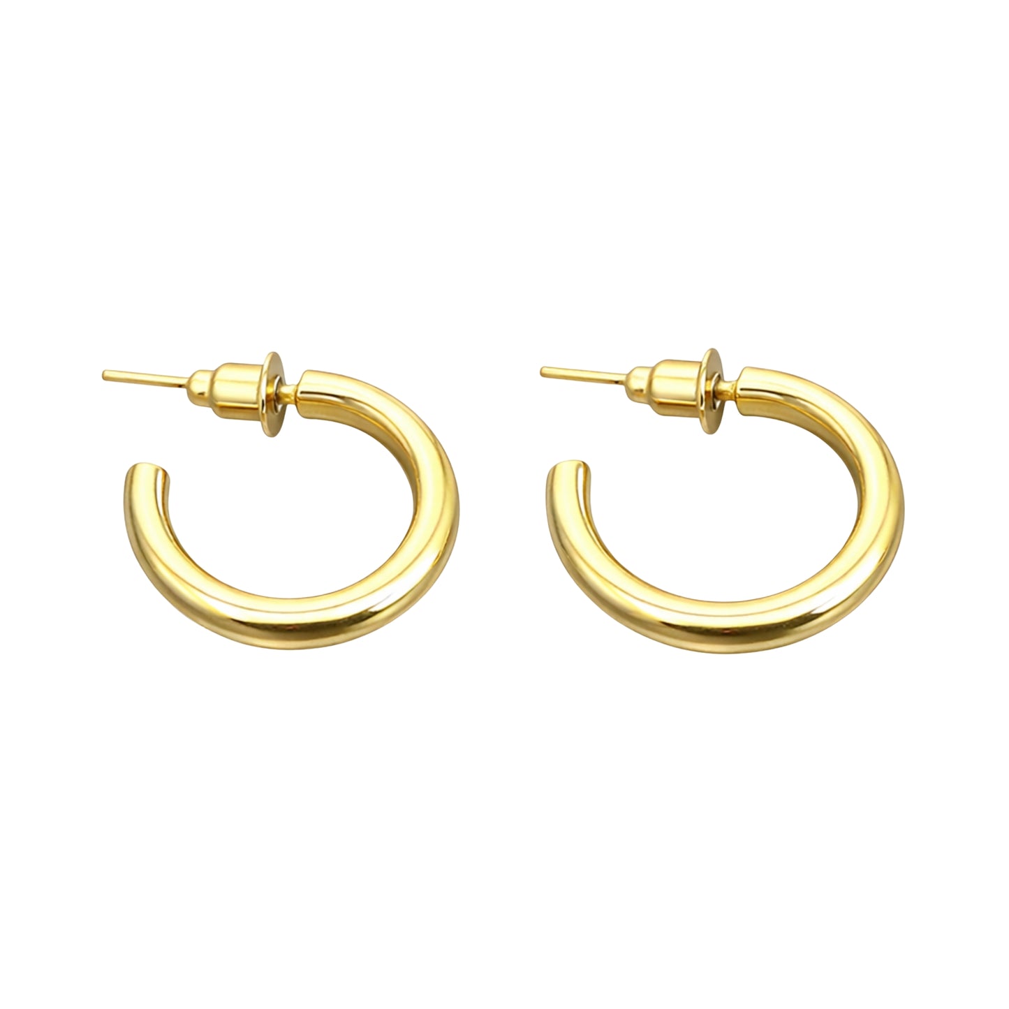 0.5 Inch Gold Tone Chunky Tube Open Hoop Earrings Everyday Style size and feature image