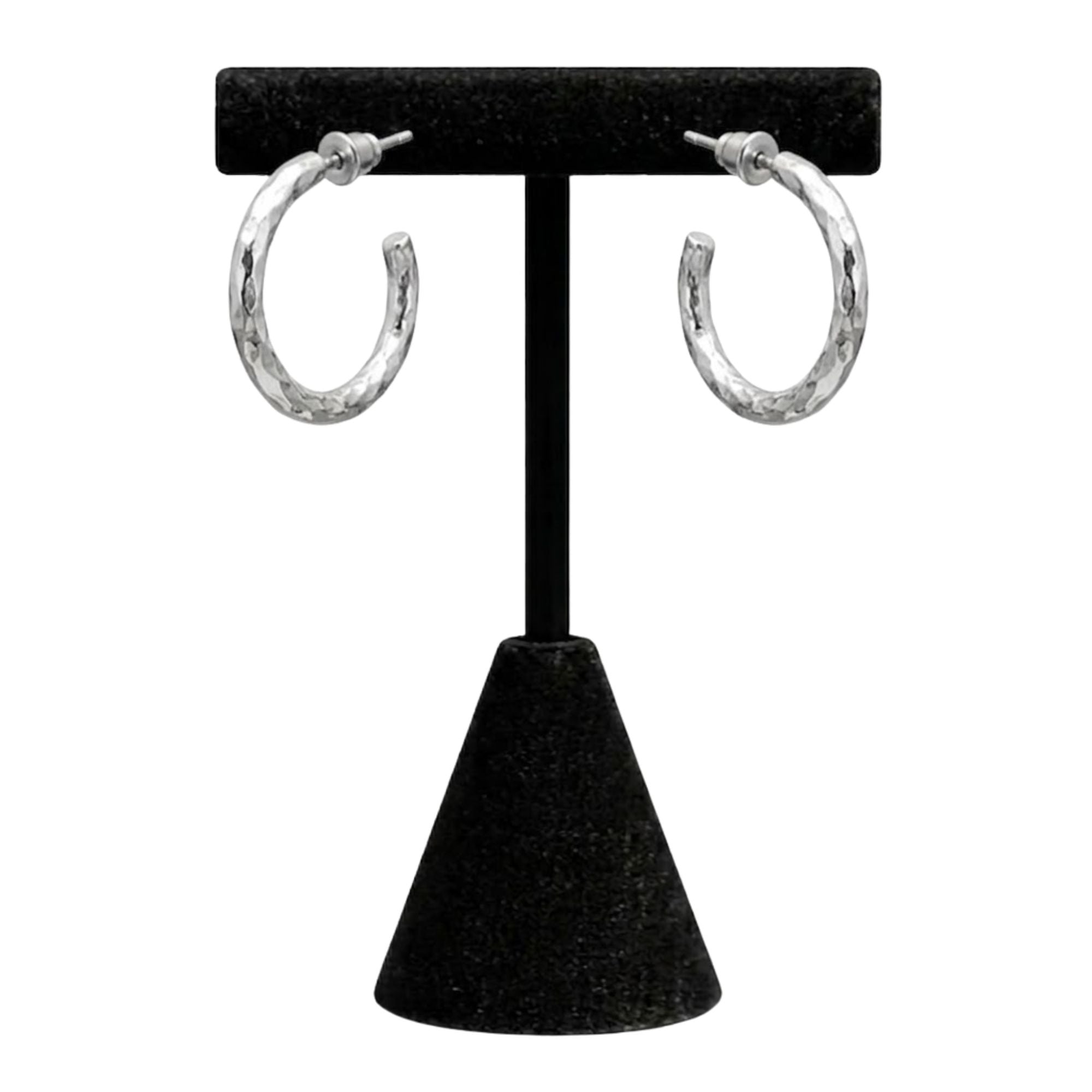 0.5" Silver Twisted Hoop Earrings Textured Jewelry for Women main product image