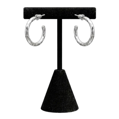 0.5" Silver Twisted Hoop Earrings Textured Elegant Jewelry for Women