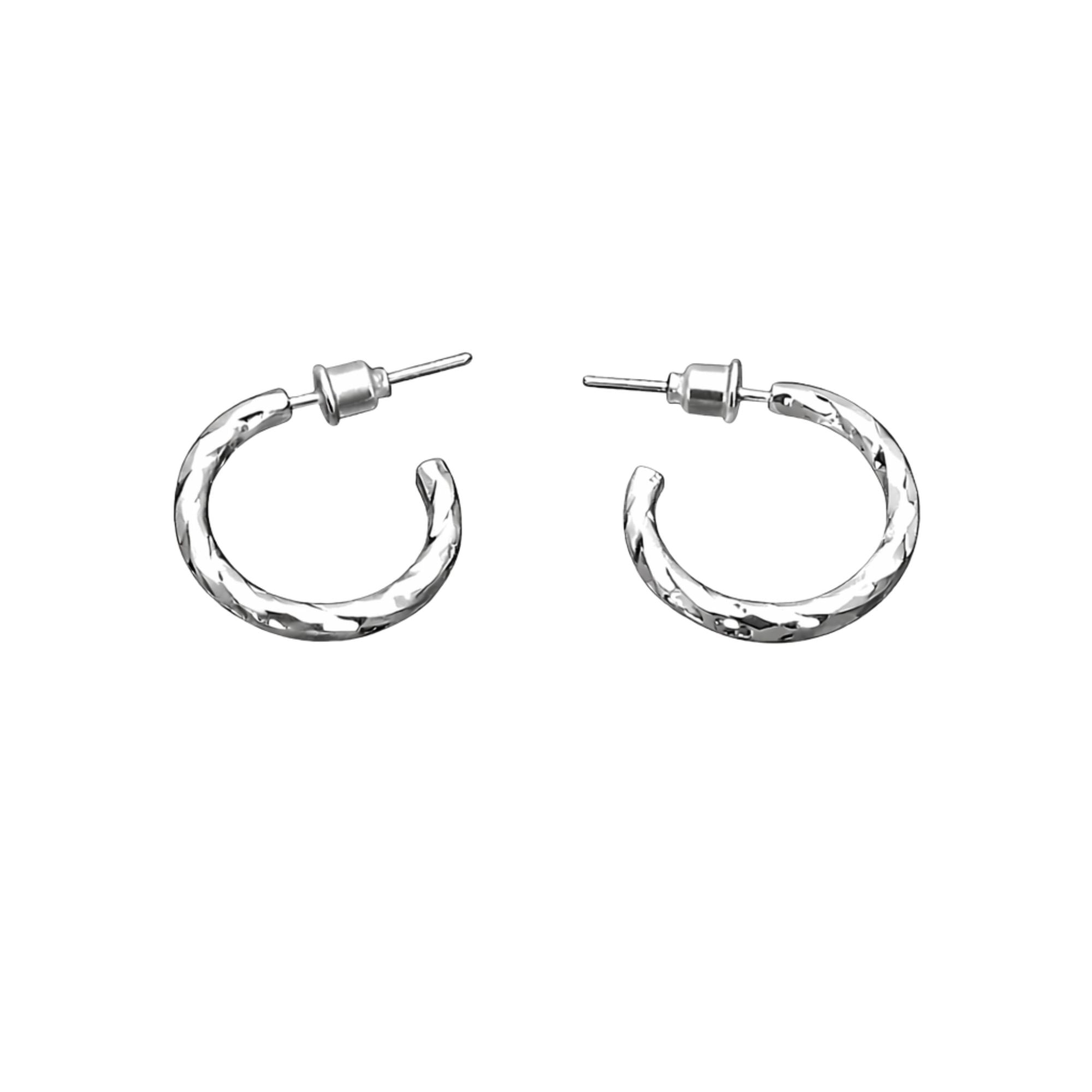 0.5" Silver Twisted Hoop Earrings Textured Jewelry for Women size and feature image