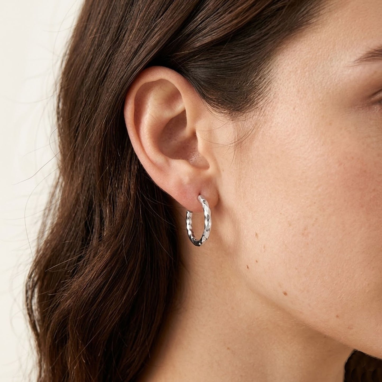 Textured Silver Twisted Hoop Earrings 0.5" Fashion Jewelry for Women