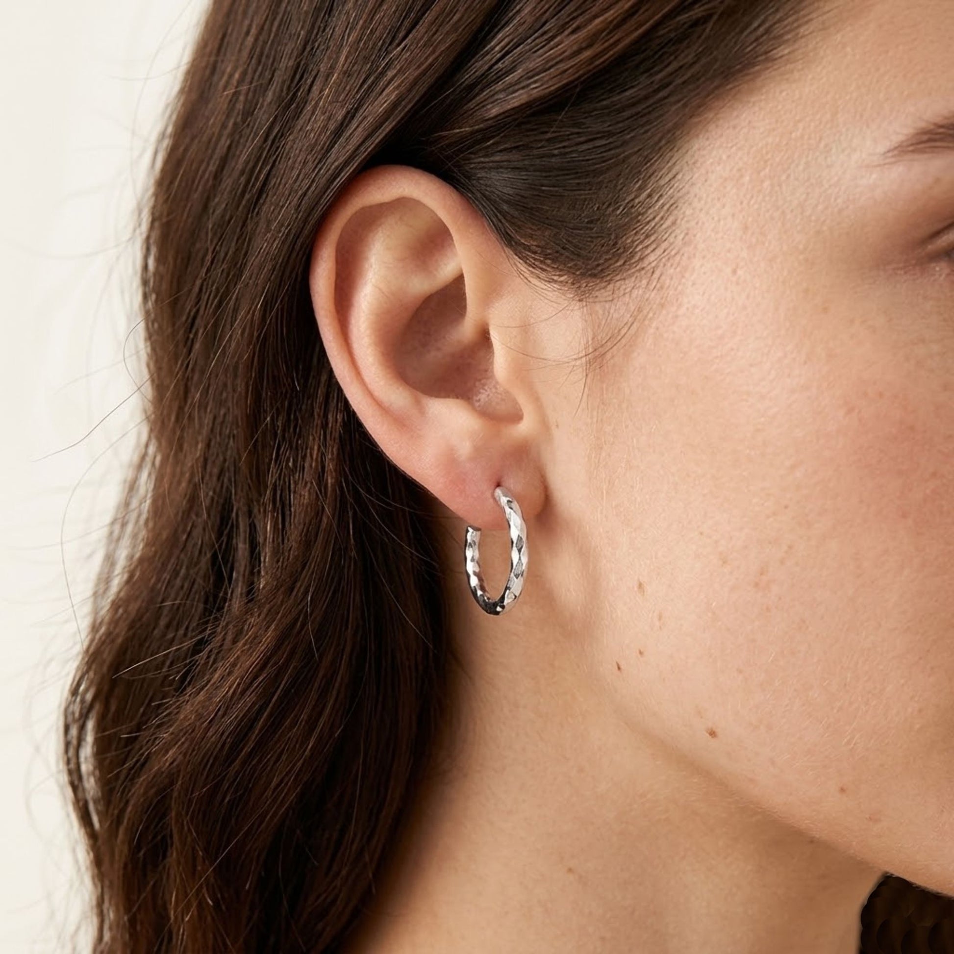 Textured Silver Twisted Hoop Earrings 0.5" Fashion Jewelry for Women