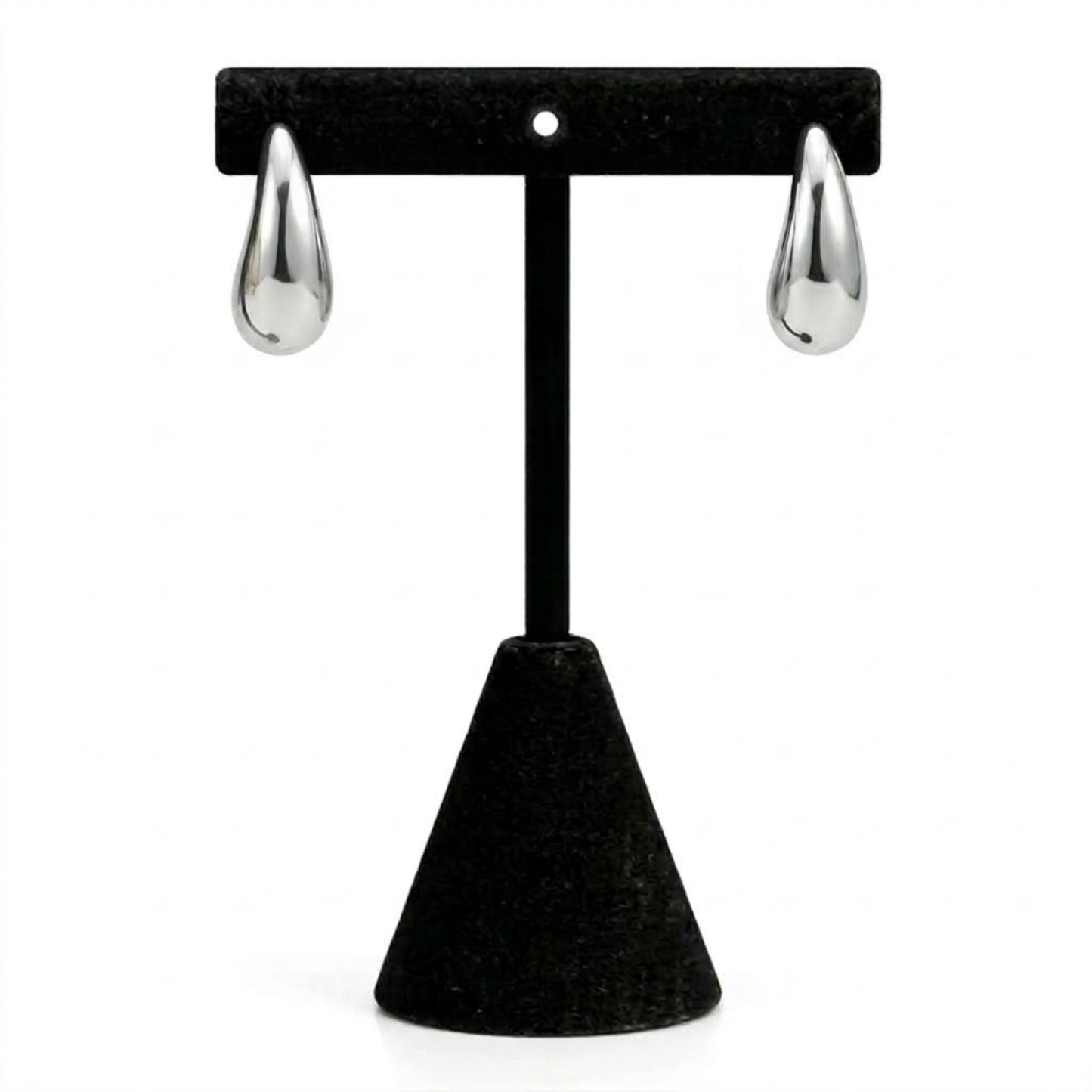 Silver Chunky Hoop Earrings Small Minimalist Studs