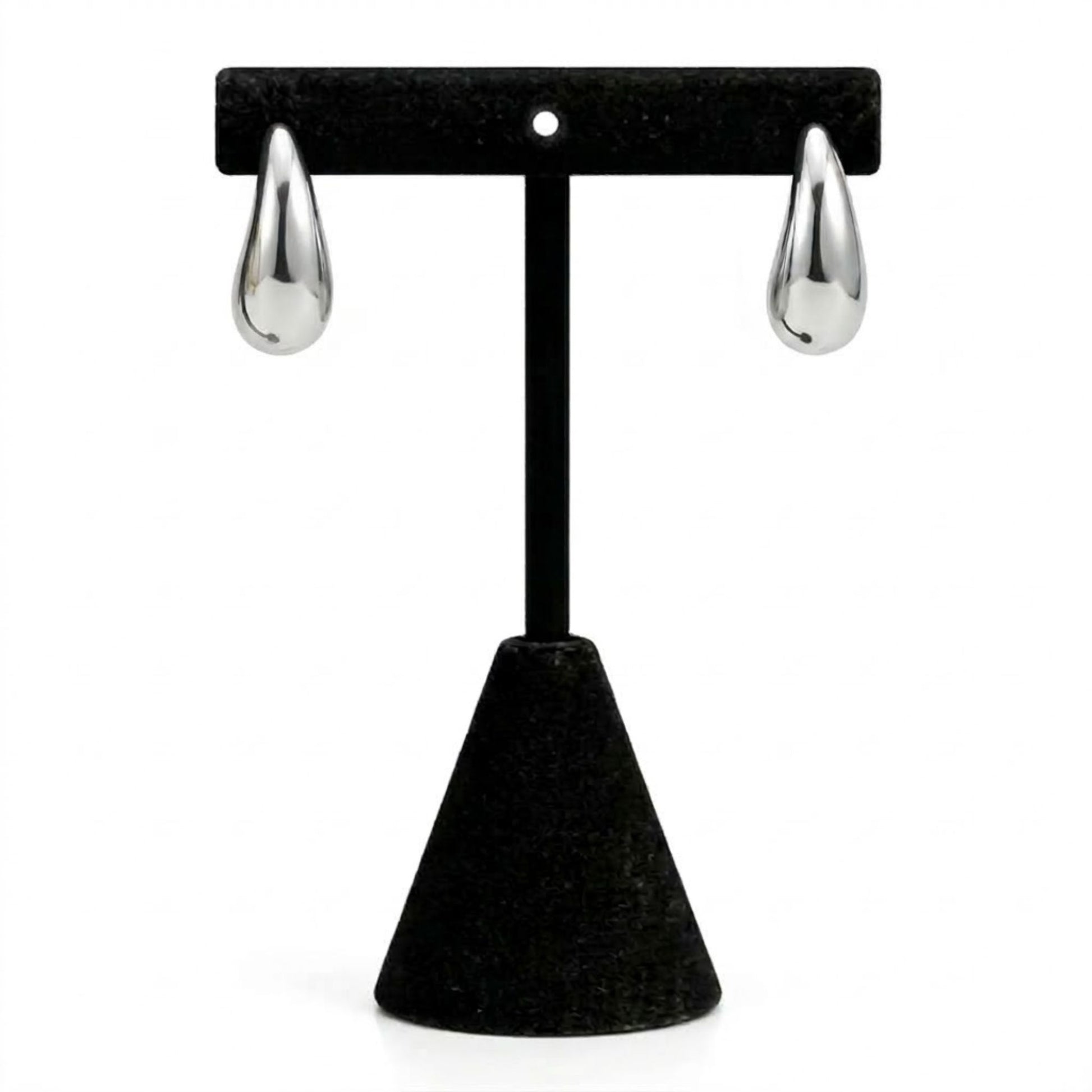 Silver Chunky Hoop Earrings Small Minimalist Studs