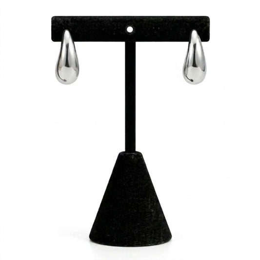 Silver Chunky Hoop Earrings Small Minimalist Studs