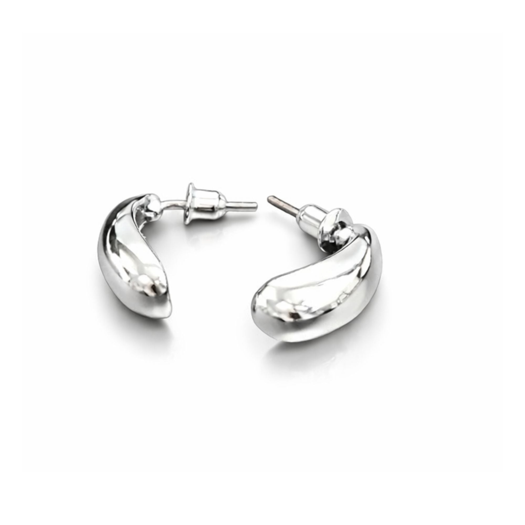 0.5 Inch Silver Chunky Hoop Earrings Minimalist Thick Small Studs Earing product detail image