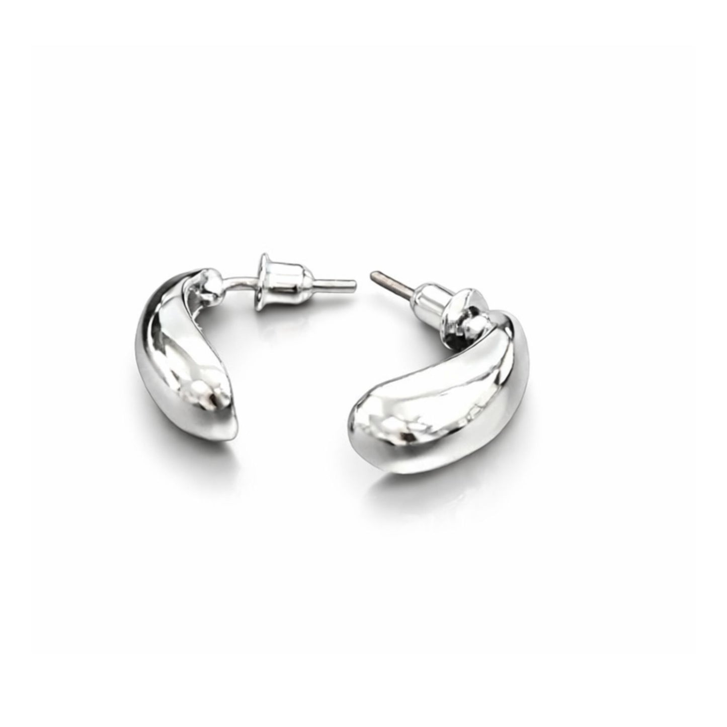 Silver Hoop Earrings Thick Small Minimalist Design