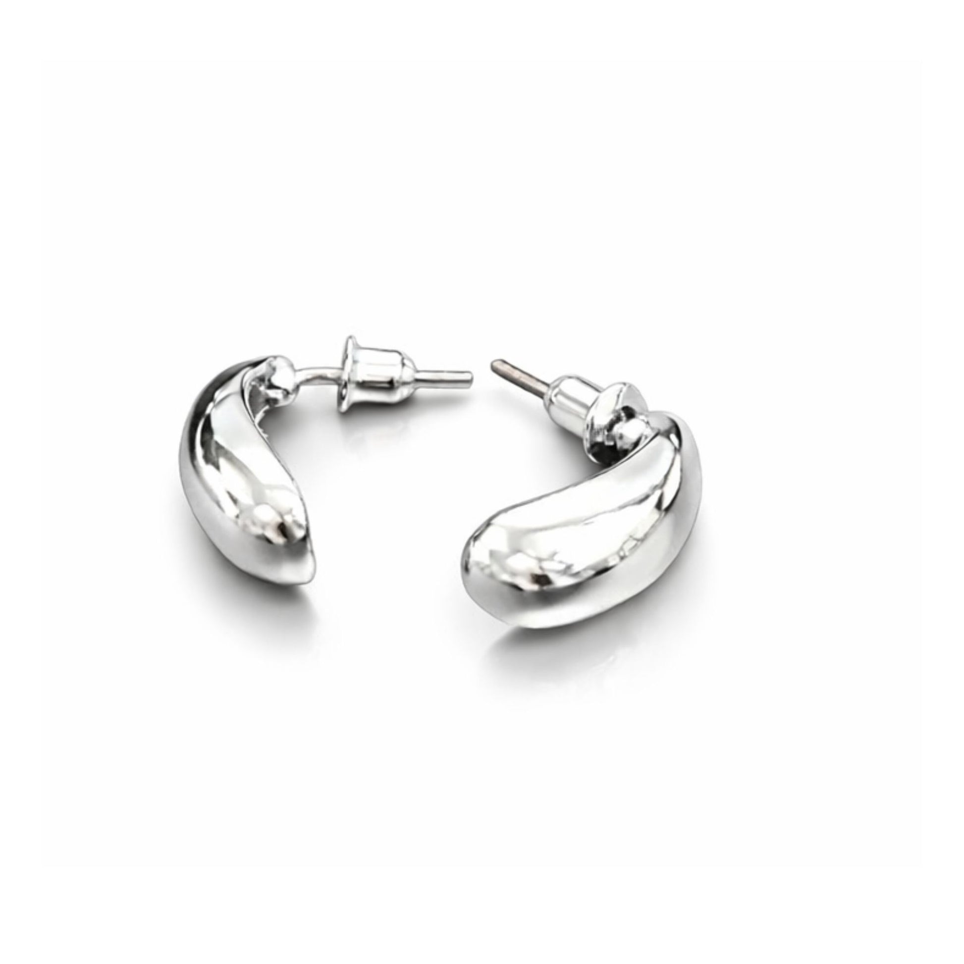 Silver Hoop Earrings Thick Small Minimalist Design