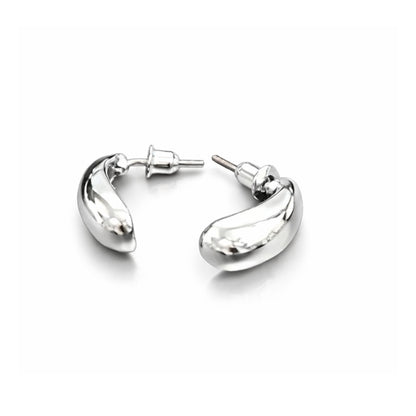 Silver Hoop Earrings Thick Small Minimalist Design