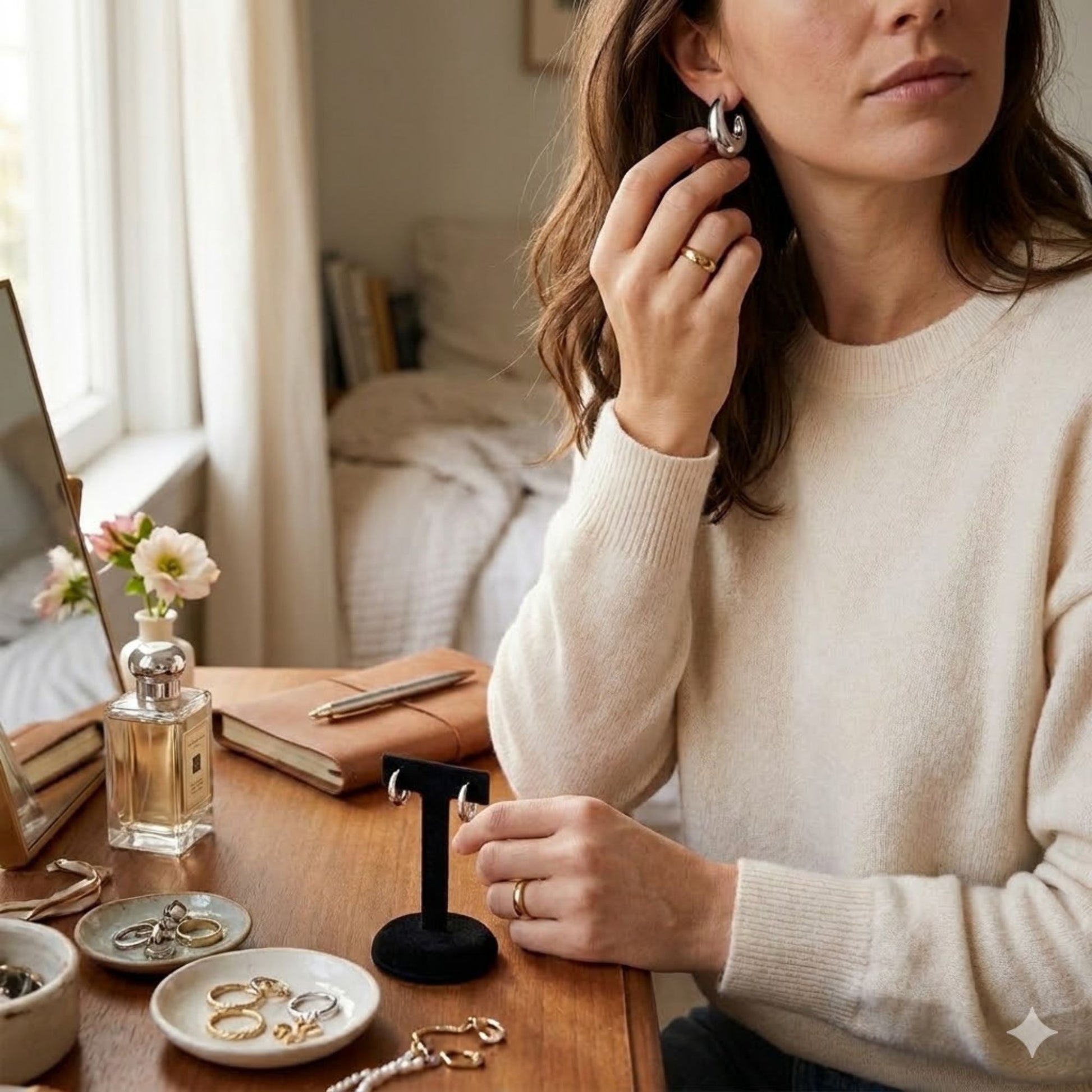 0.5 Inch Silver Thick Hoop Earrings Minimalist Style