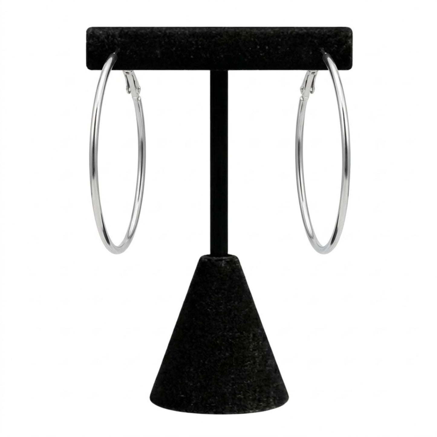 1.5" Polished Silver Hoop Earrings Thin Hoops Women