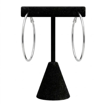 1.5" Polished Silver Hoop Earrings Thin Hoops Women