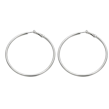 1.5" Polished Silver Hoop Earrings Thin Hoops Women