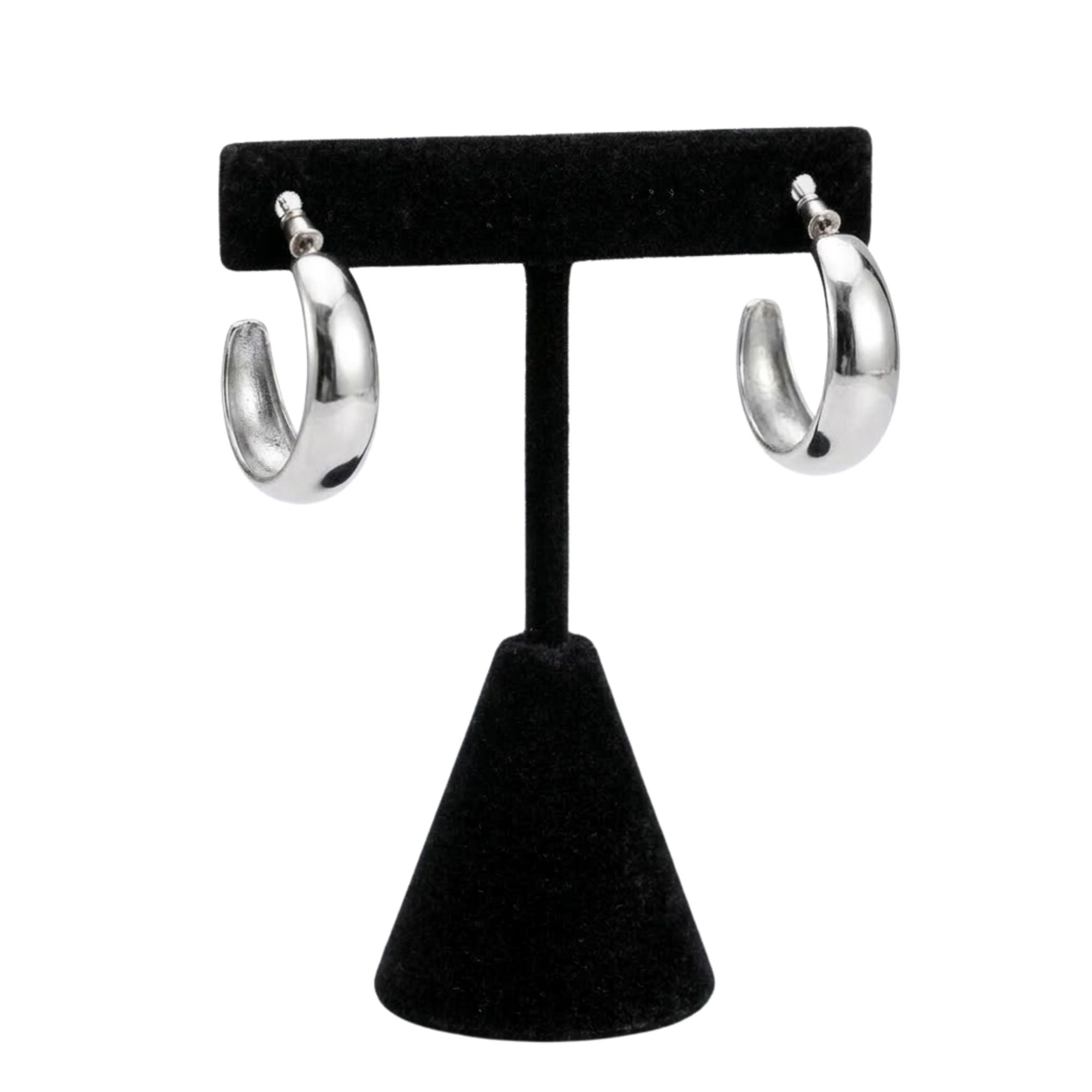 0.5 Inch Silver Thick Hoop Earrings for Women Classic Minimalist Style main product image