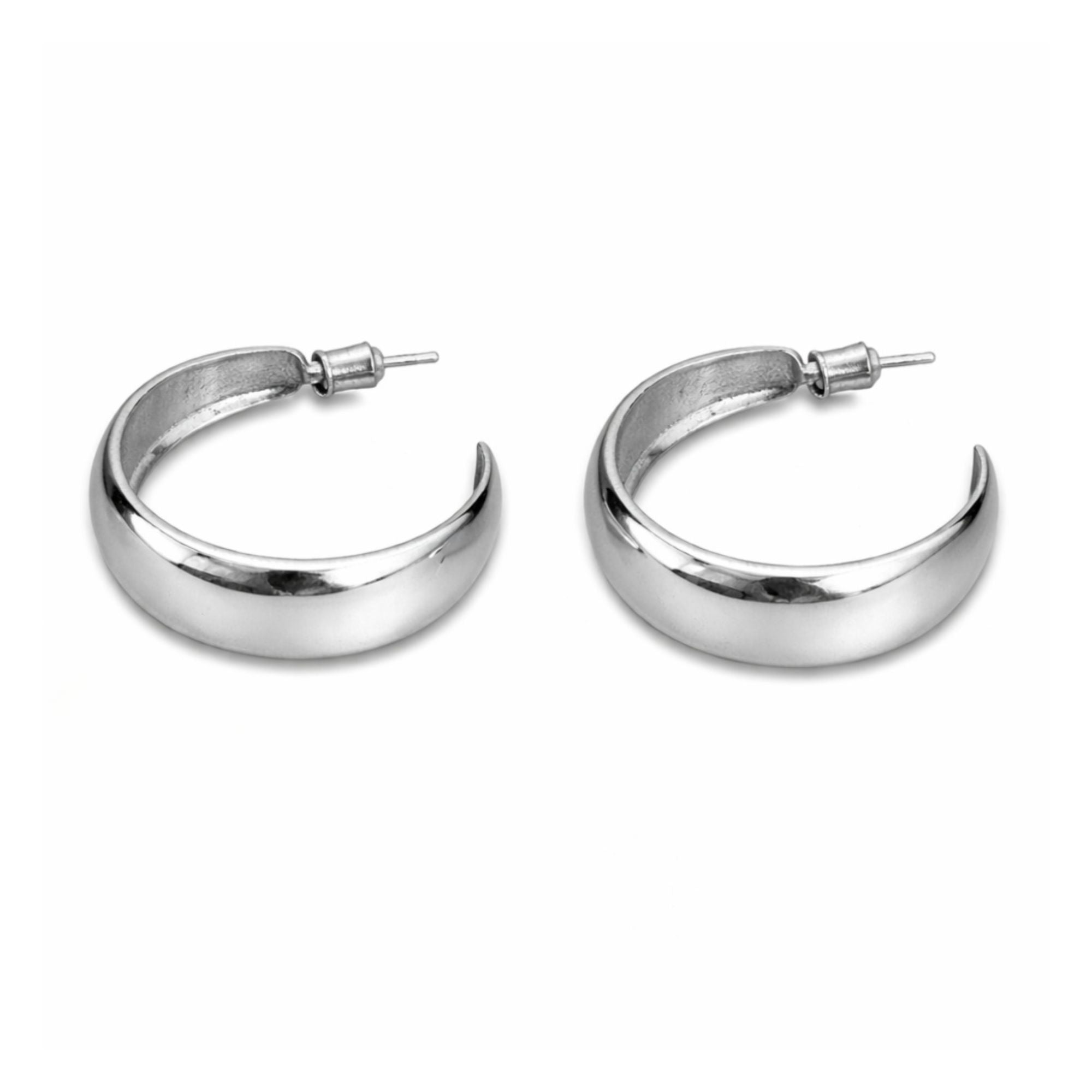 0.5 Inch Silver Thick Hoop Earrings for Women Classic Minimalist Style size and feature image