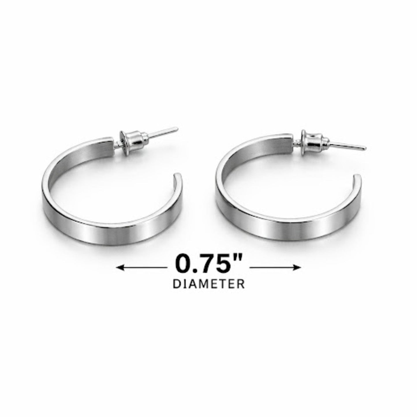 0.75" Minimal Stainless Steel Hoop Earrings Pair