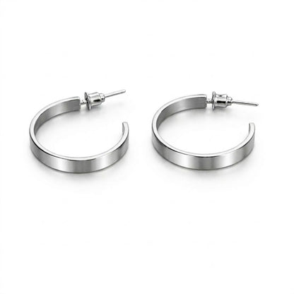 0.75" Silver Stainless Steel Minimal Hoop Earrings