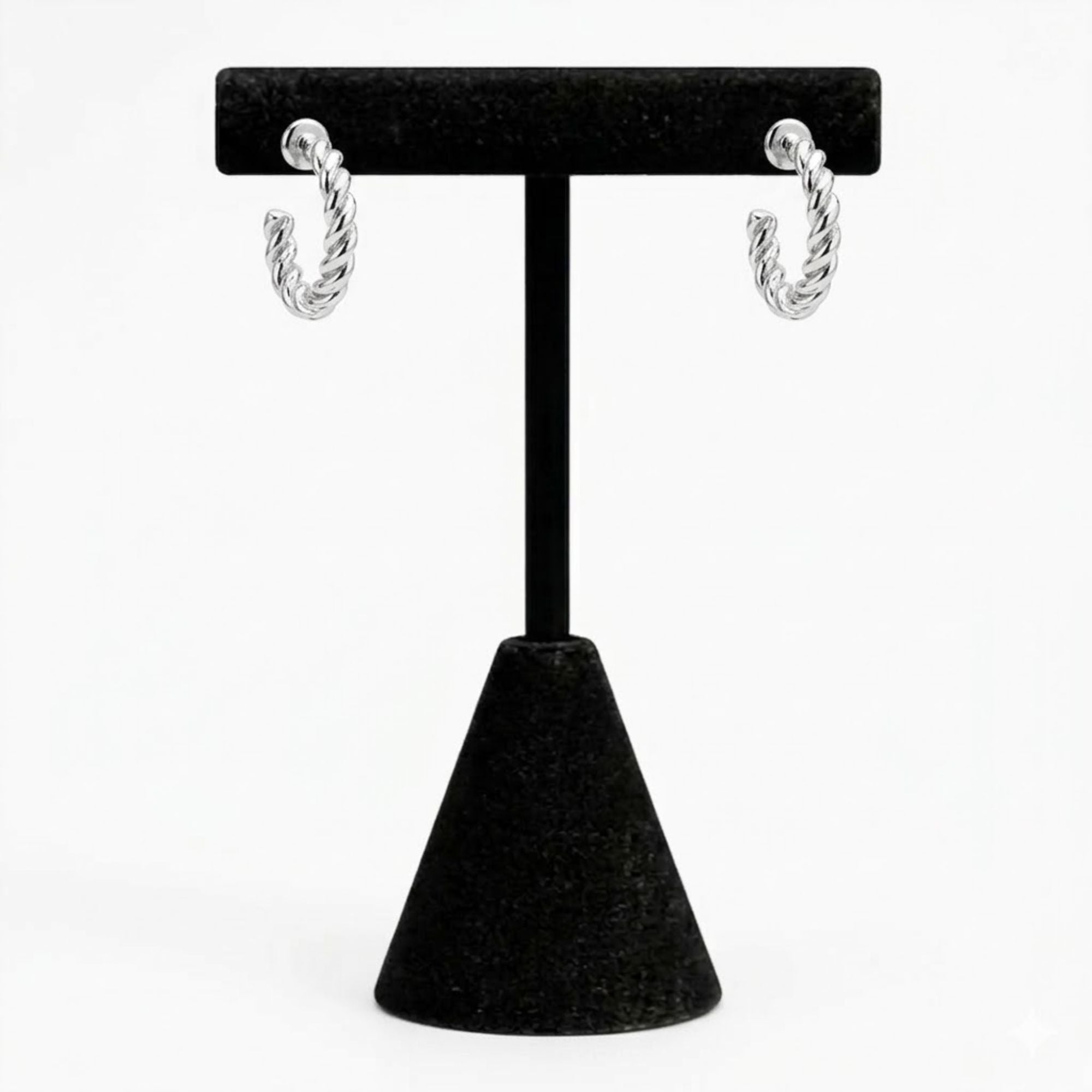 0.25" Stainless Steel Twisted Hoop Earrings Classic Minimal Hoops main product image