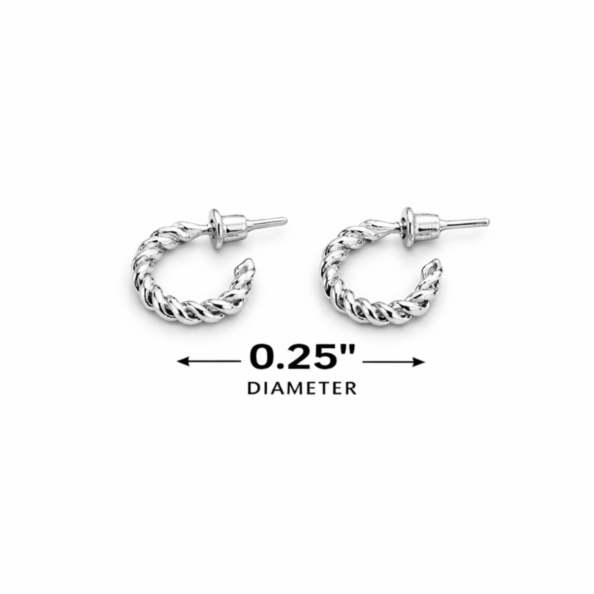 0.25" Stainless Steel Twisted Hoop Earrings Classic Minimal Hoops product detail image