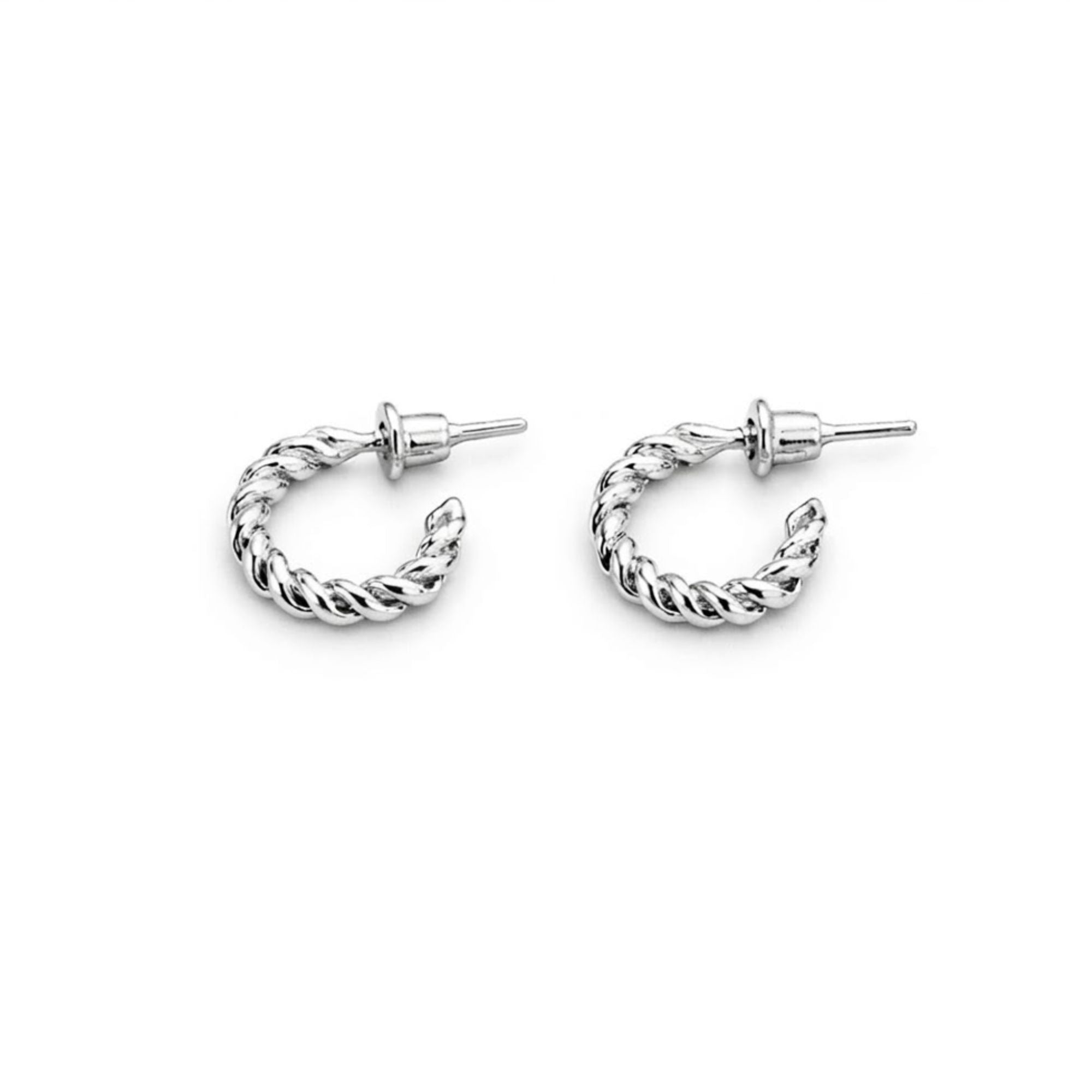 0.25" Stainless Steel Twisted Hoop Earrings Classic Minimal Hoops size and feature image
