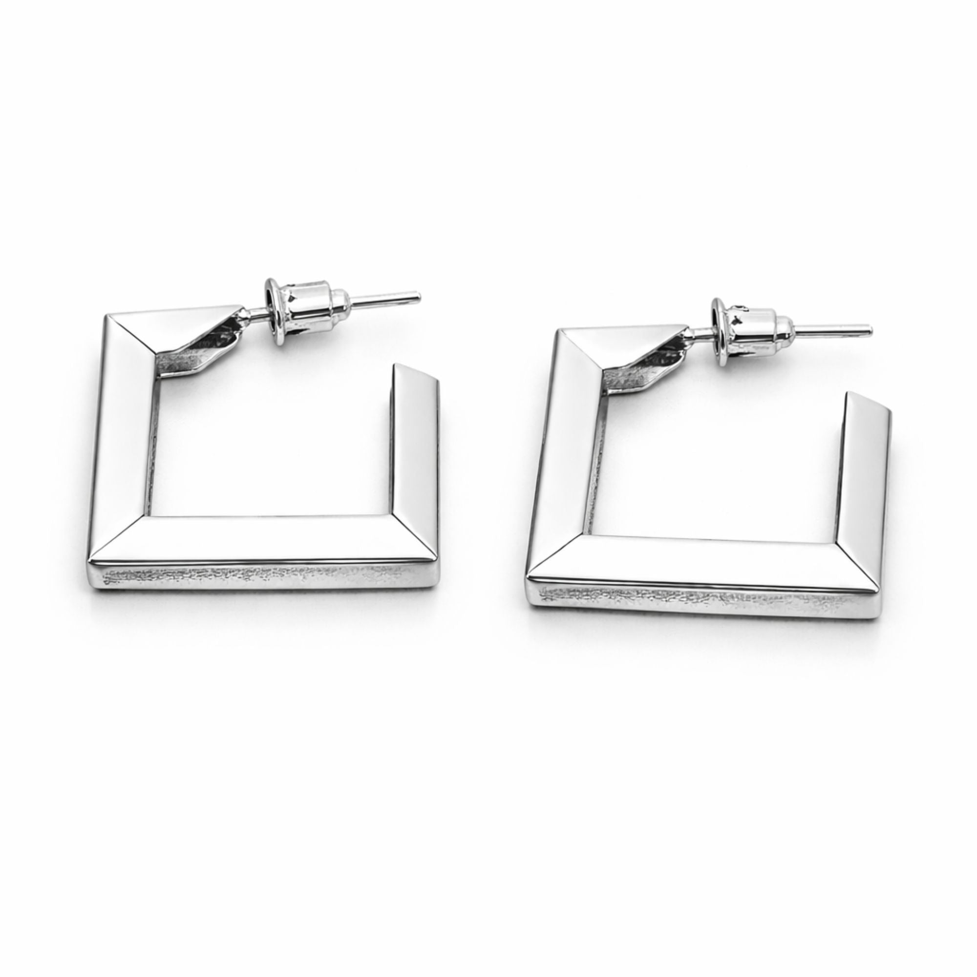 0.5 Inch Silver Square Hoop Earrings Minimalist Geometric Studs Earing size and feature image