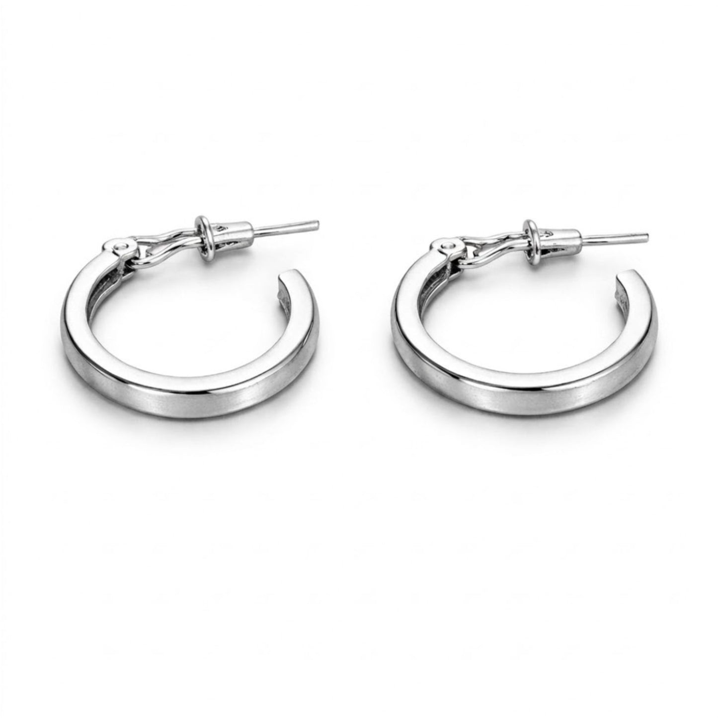 0.5" Silver Hoop Earrings Classic Round Fashion Jewelry for Women size and feature image