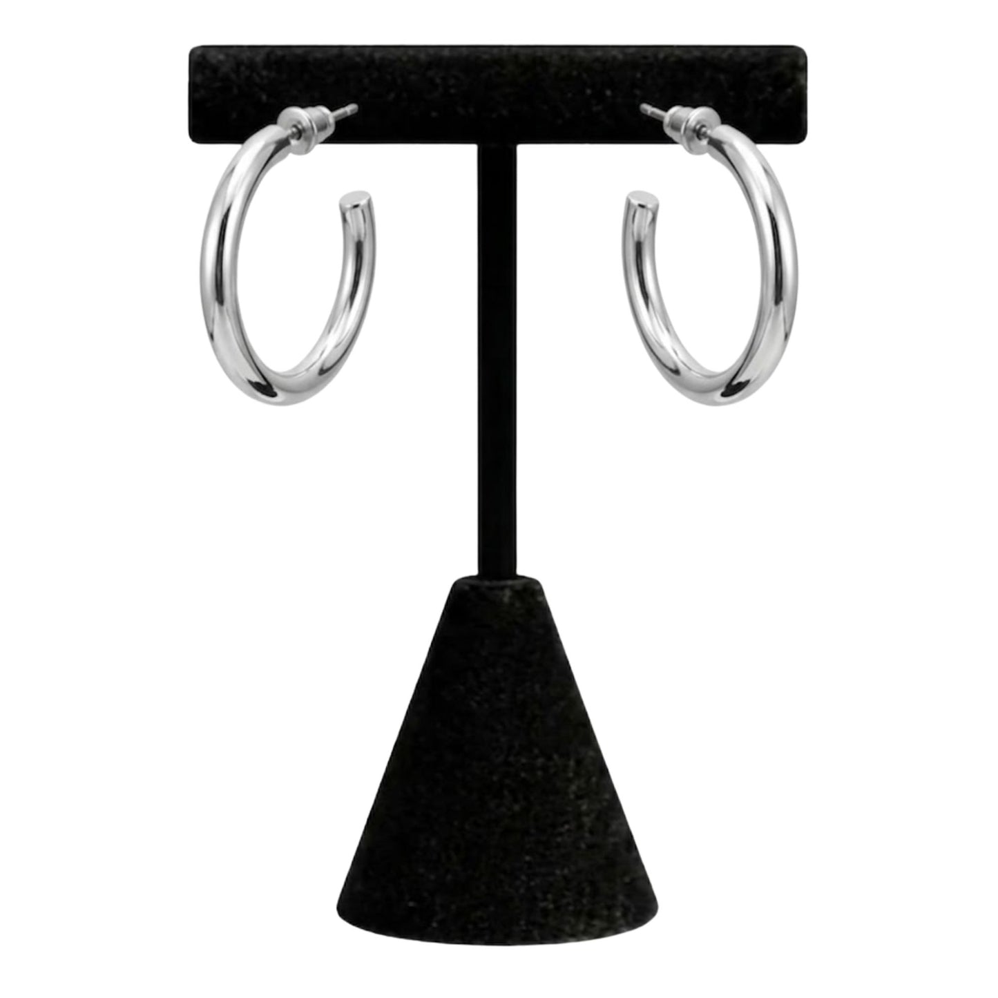 1" Silver Hoop Earrings Classic Round Fashion Jewelry for Women