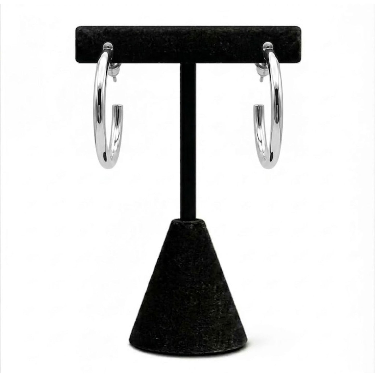 1 Inch Silver Hoop Earrings Classic Round Jewelry for Women