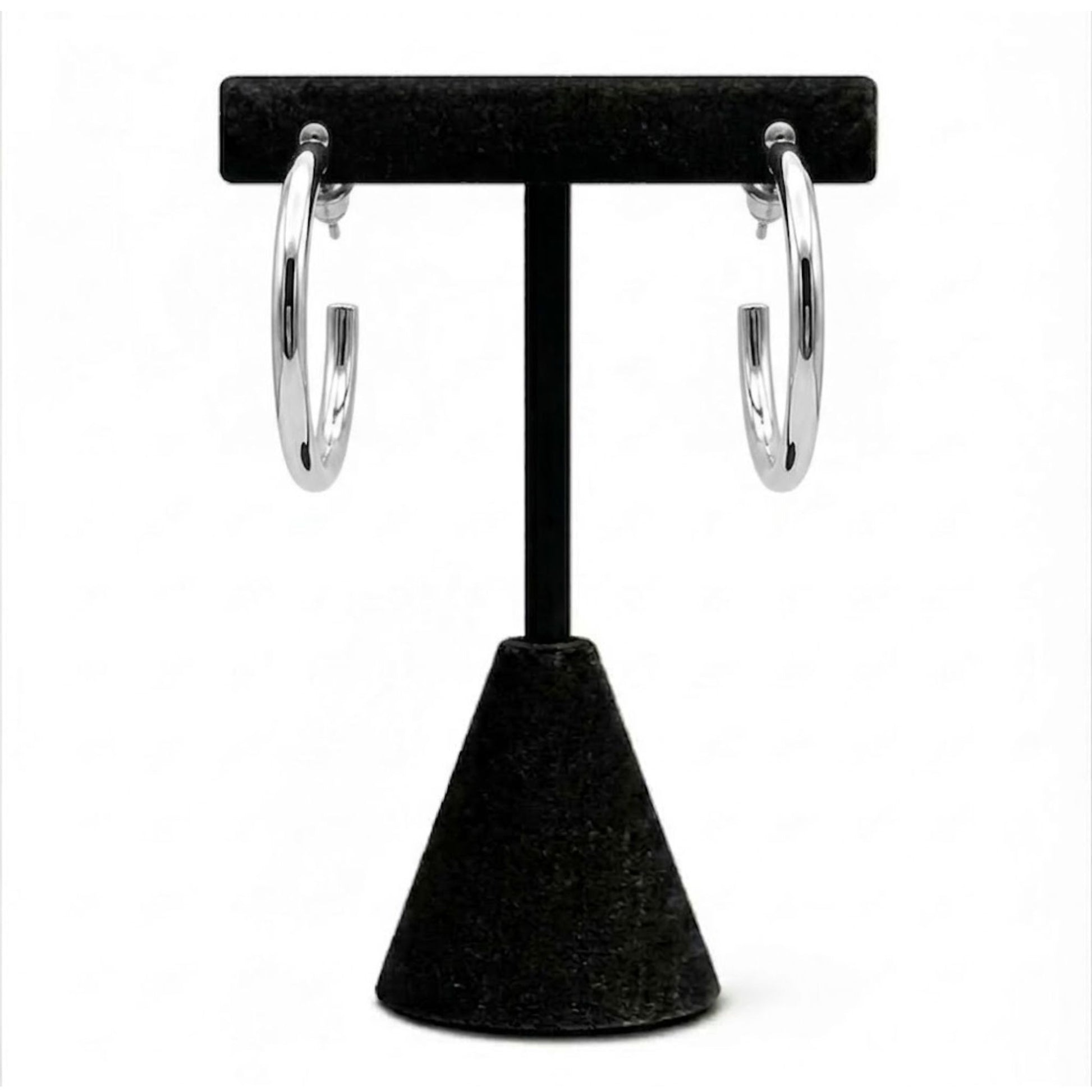 1 Inch Silver Hoop Earrings Classic Round Jewelry for Women