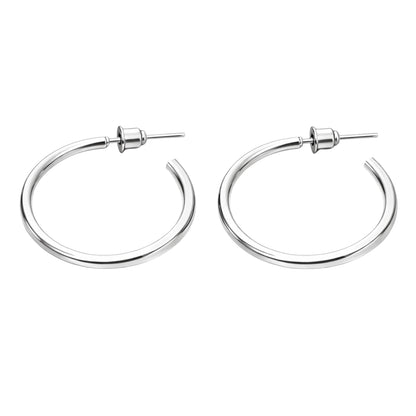 1 Inch Silver Hoop Earrings Polished Round Jewelry for Women