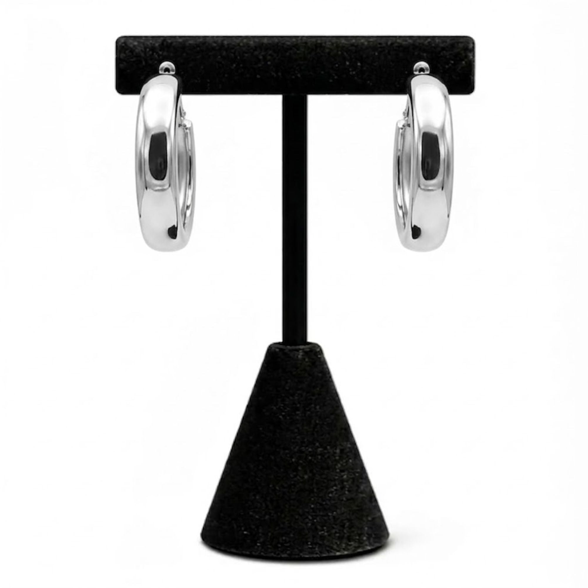 1" Silver Hoop Earrings Classic Round Fashion Jewelry for Women main product image
