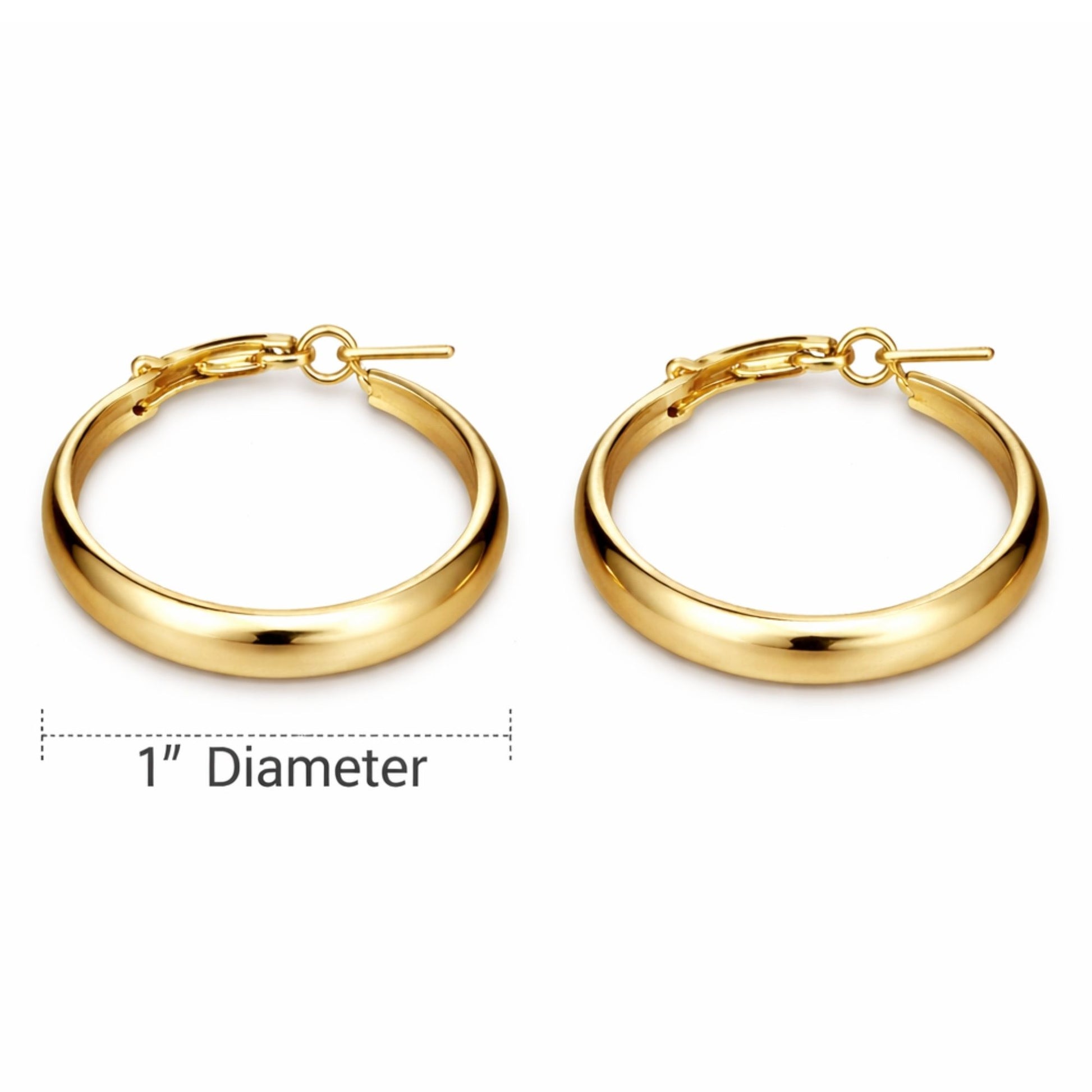1" Gold Tone Chunky Polished Hoop Earrings – Classic Statement Jewelry