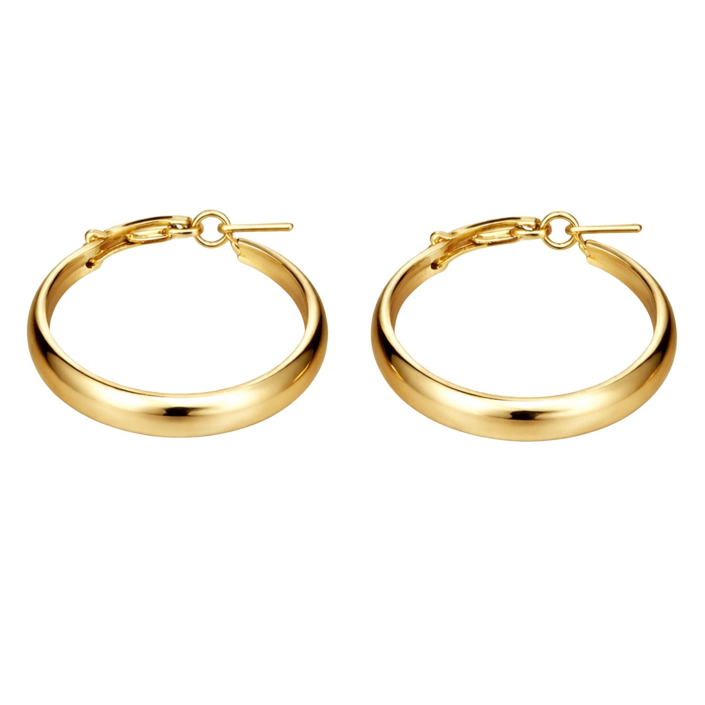 1" Gold Tone Chunky Polished Hoop Earrings – Classic Statement Jewelry