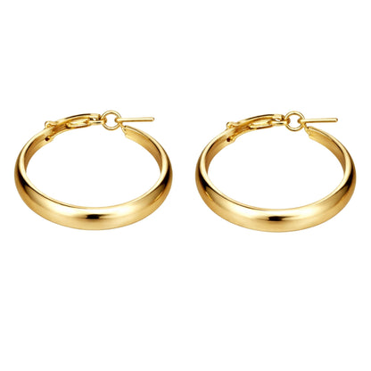 1" Gold Tone Chunky Polished Hoop Earrings – Classic Statement Jewelry