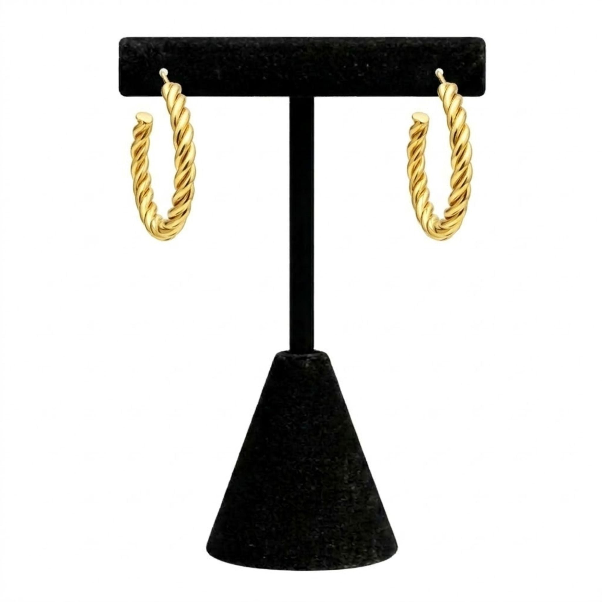 1 Inch Diameter Gold Twisted Hoop Earrings Classic Elegant Style main product image