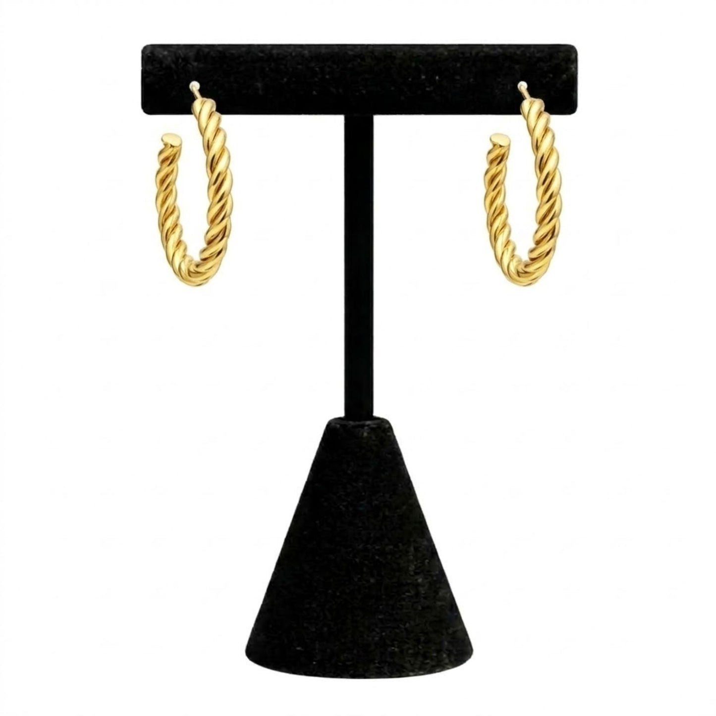 1 Inch Diameter Gold Twisted Hoop Earrings Classic Elegant Style main product image