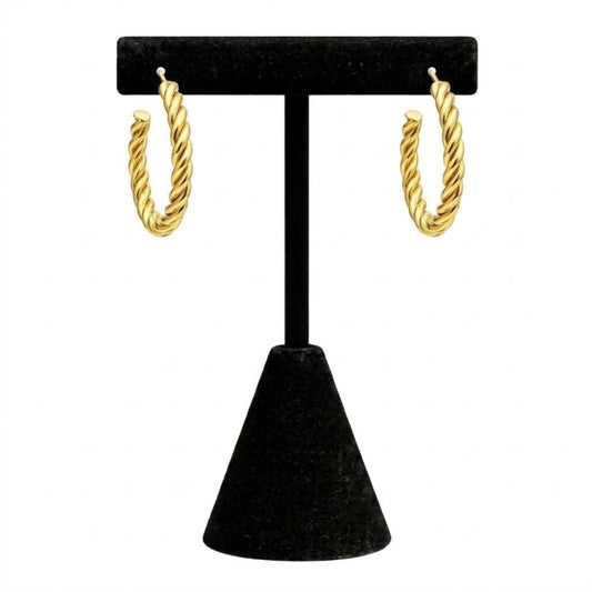 Gold Twisted Hoop Earrings 1 Inch Classic Style