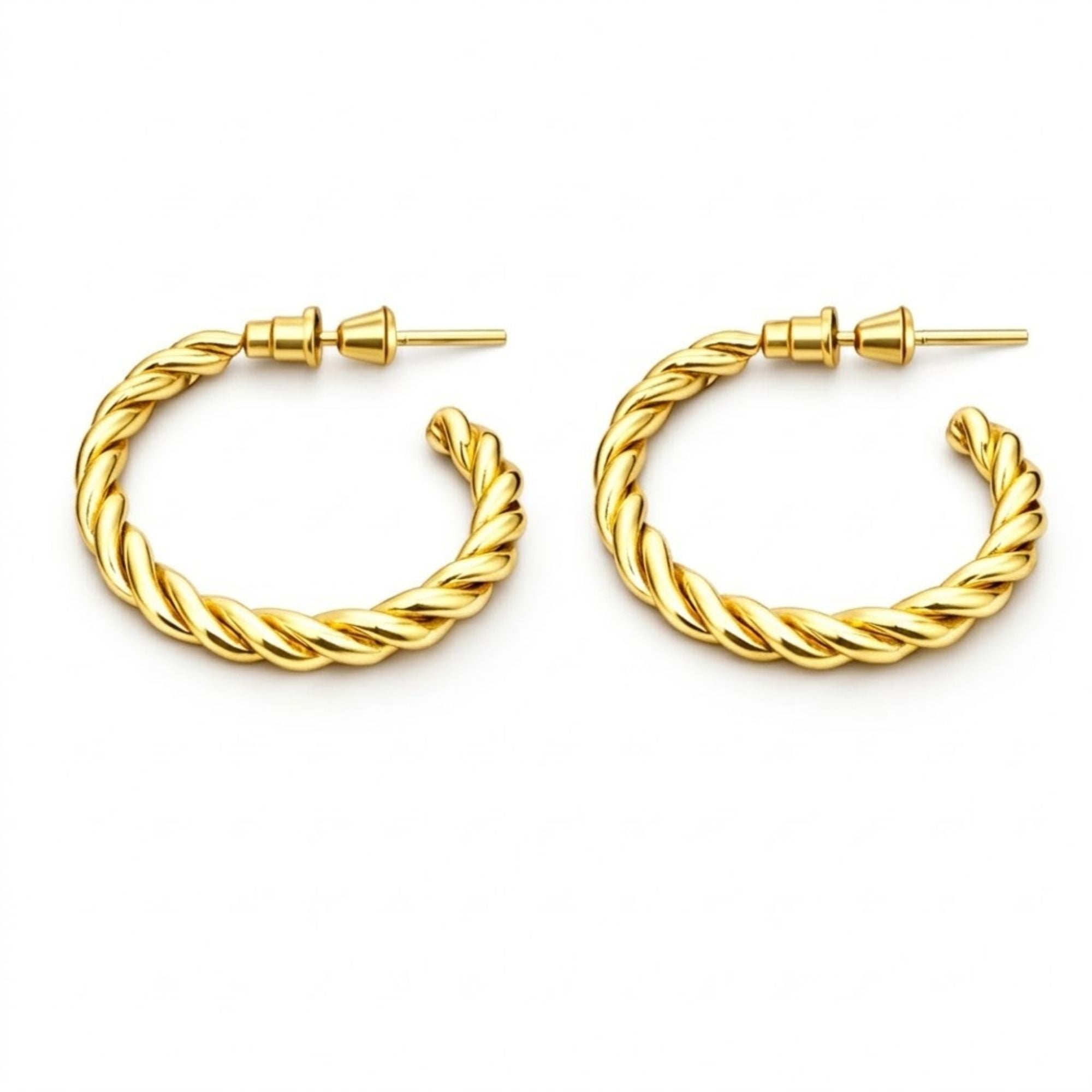1 Inch Diameter Gold Twisted Hoop Earrings Classic Elegant Style size and feature image
