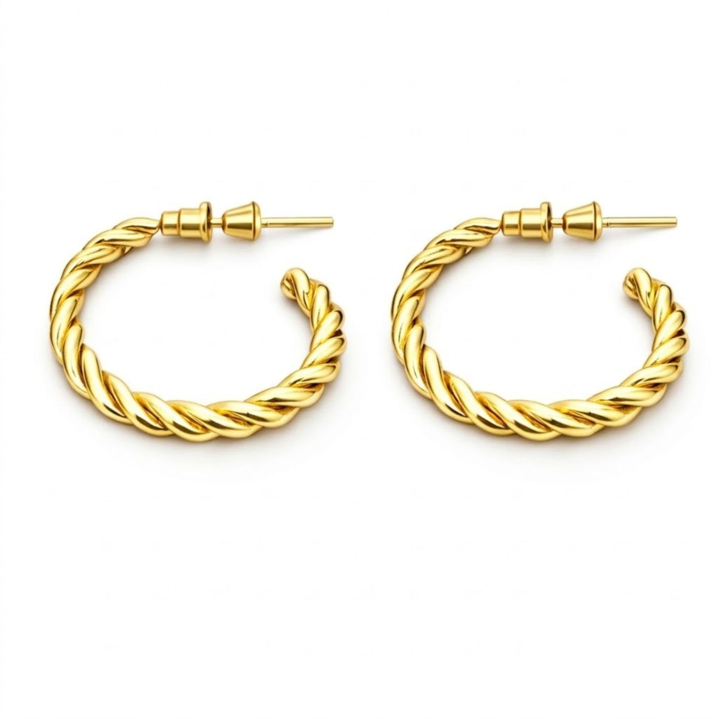 1 Inch Diameter Gold Twisted Hoop Earrings Classic Elegant Style size and feature image