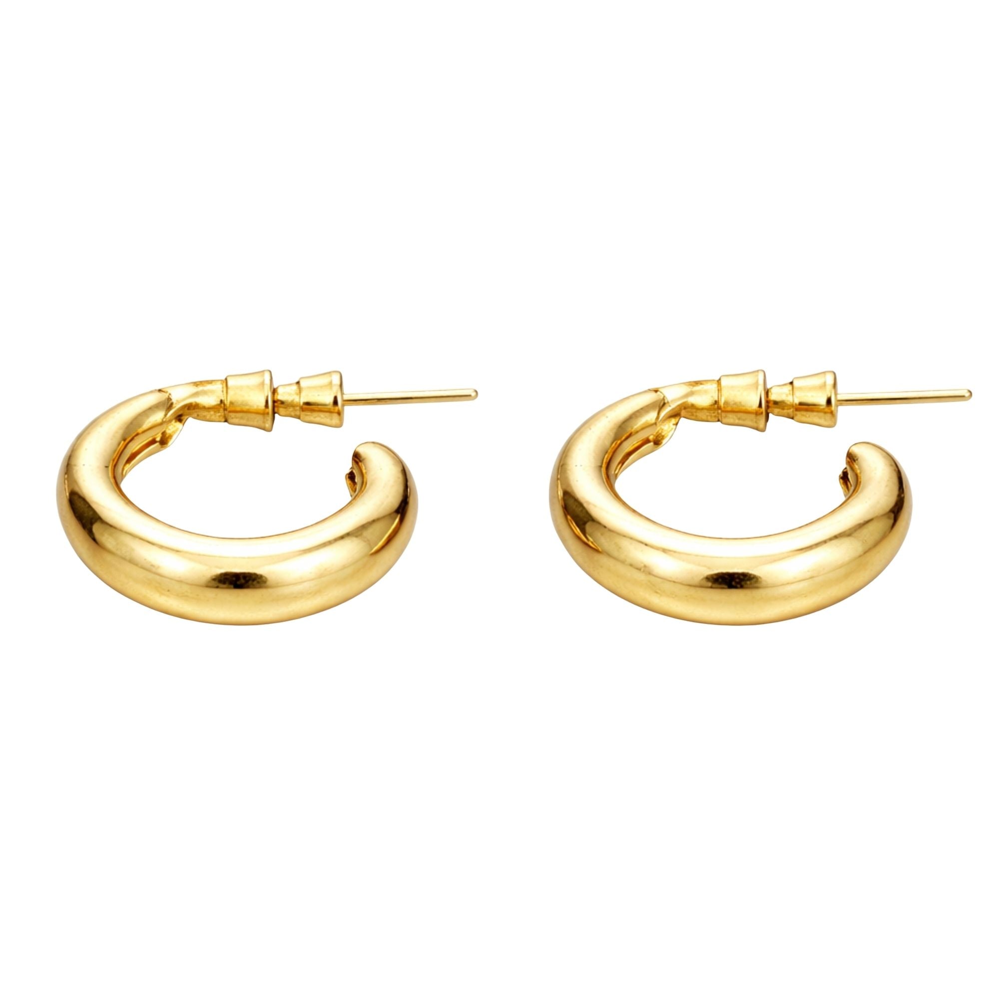 0.5 Inch Gold Tone Chunky Tube Hoop Minimalist Earrings Hoop Earrings product detail image