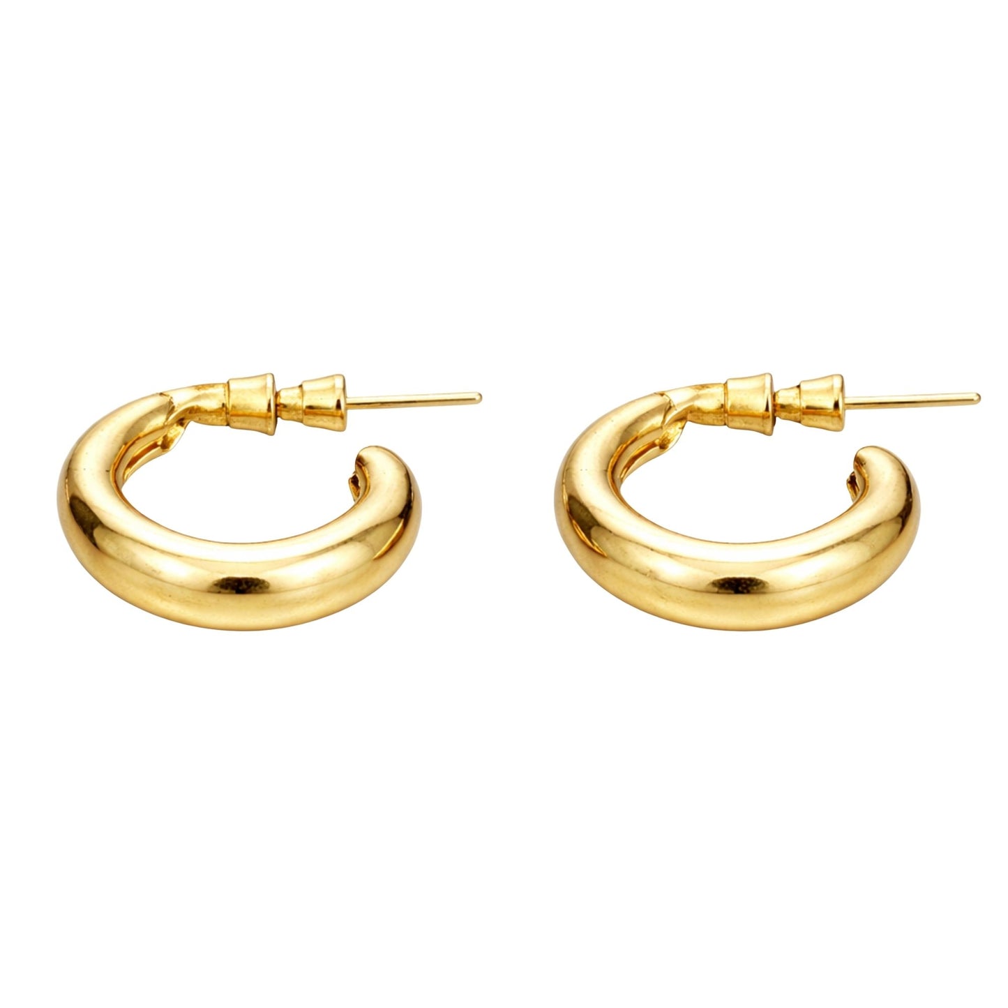  0.5" Gold Tone Chunky Tube Hoop Earrings – Minimalist Statement Jewelry