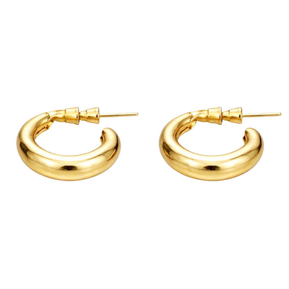  0.5" Gold Tone Chunky Tube Hoop Earrings – Minimalist Statement Jewelry