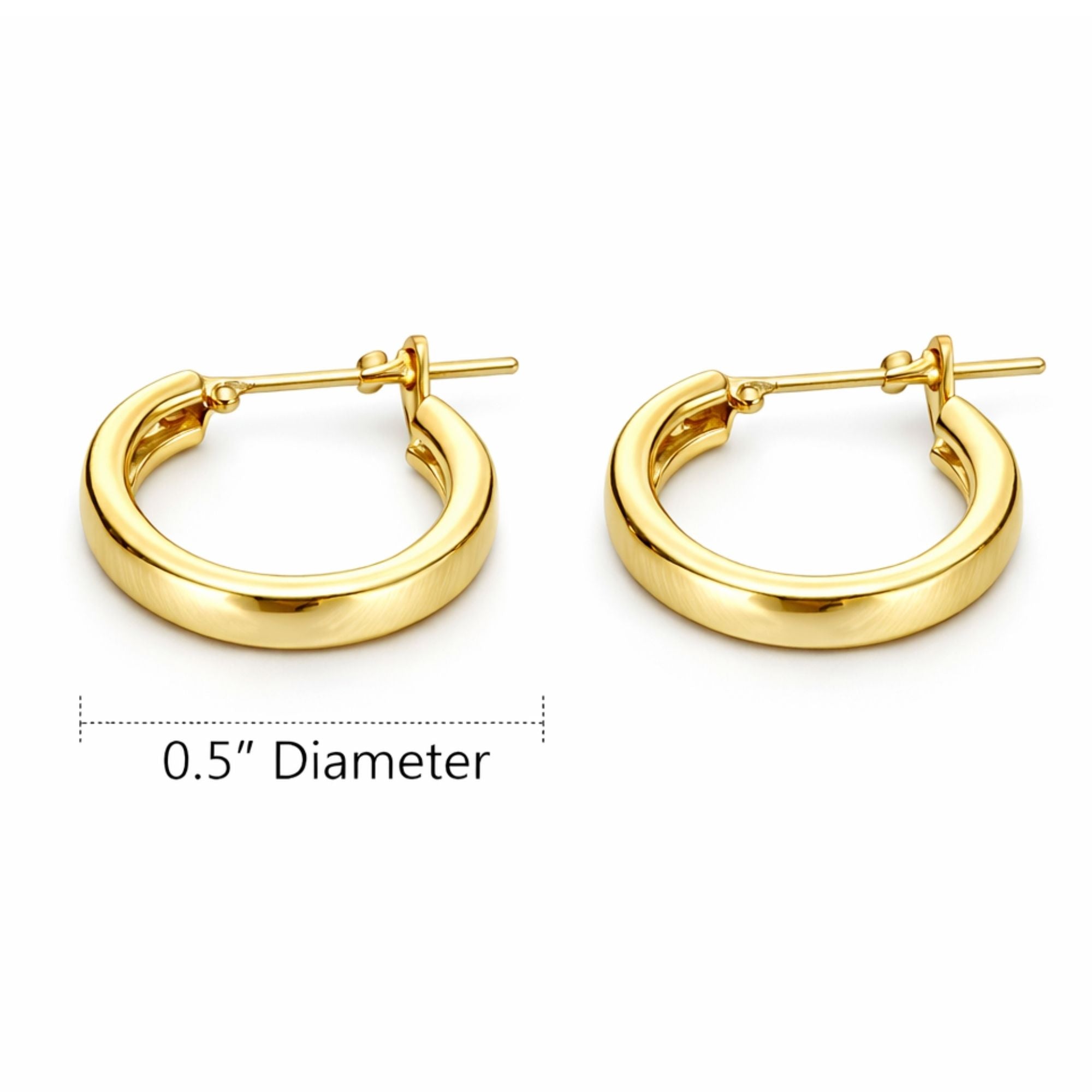 0.5 Inch Gold Tone Polished Tube Hoop Classic Earrings Hoop Earrings size and feature image