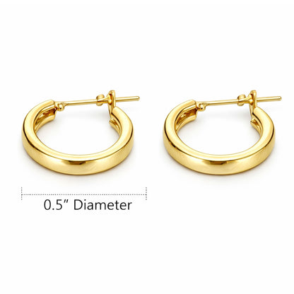 0.5" Gold Tone Polished Tube Hoop Earrings – Classic Everyday Jewelry