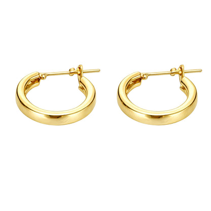 0.5" Gold Tone Polished Tube Hoop Earrings – Classic Everyday Jewelry