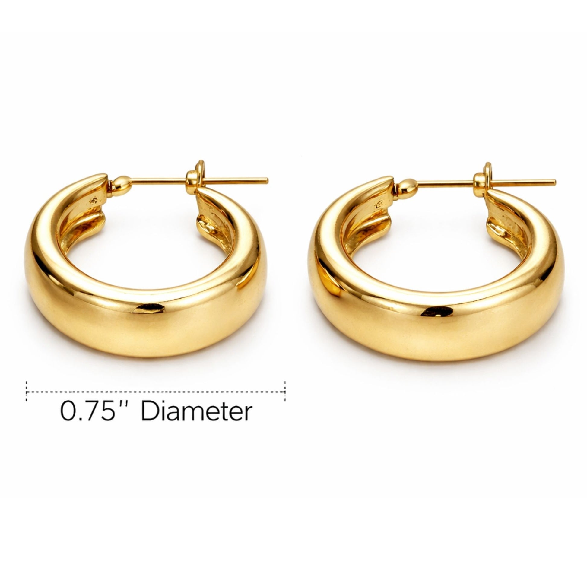 0.75" Gold Tone Chunky Wide Band Hoop Earrings – Bold Everyday Jewelry