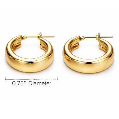 0.75" Gold Tone Chunky Wide Band Hoop Earrings – Bold Everyday Jewelry